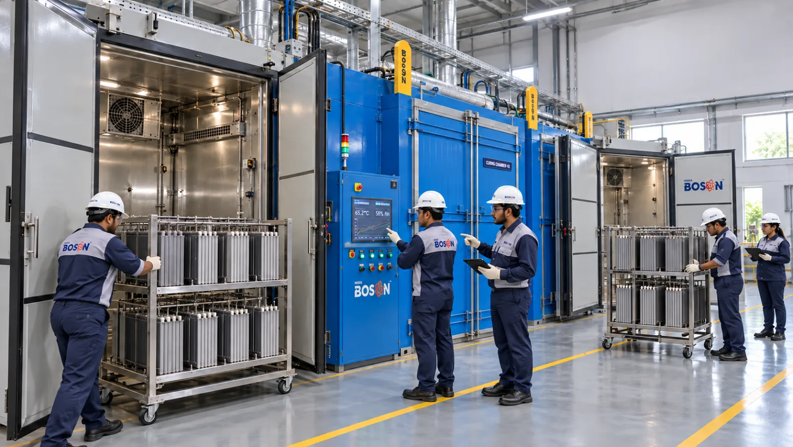 Boson battery plate curing line